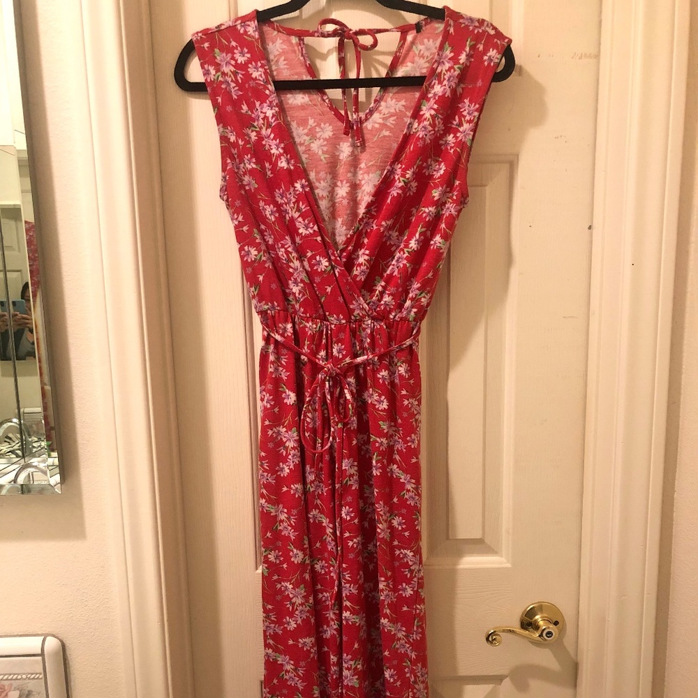 COTTON ON JERSEY JOSS CULOTTE JUMPSUIT RED - XS